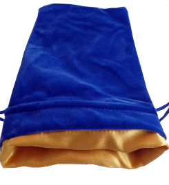 Metallic Dice Games - Large Velvet Dice Bag with Gold Satin Lining - Blue