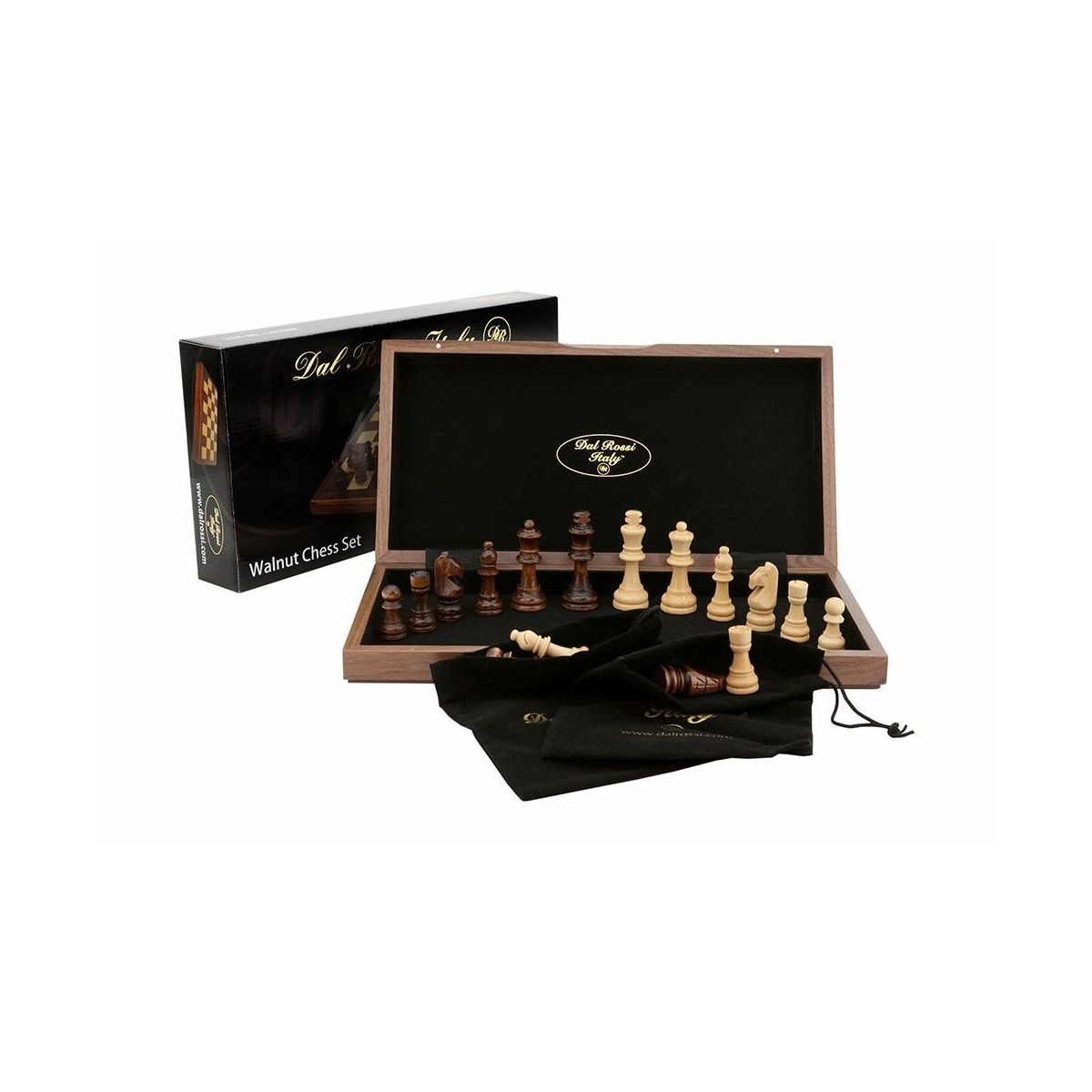 Dal Rossi Chess Set Walnut Inlaid 15 - Good Games