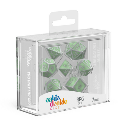 Oakie Doakie Dice - RPG Set Metal Glow In The Dark Druids Blaze (7) - Good Games