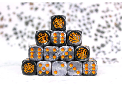 Conquest - Dweghom Faction Dice on Gray swirl Dice - Good Games