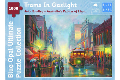 Blue Opal - John Bradley Trams in Gaslight 1000 Piece Jigsaw - Good Games