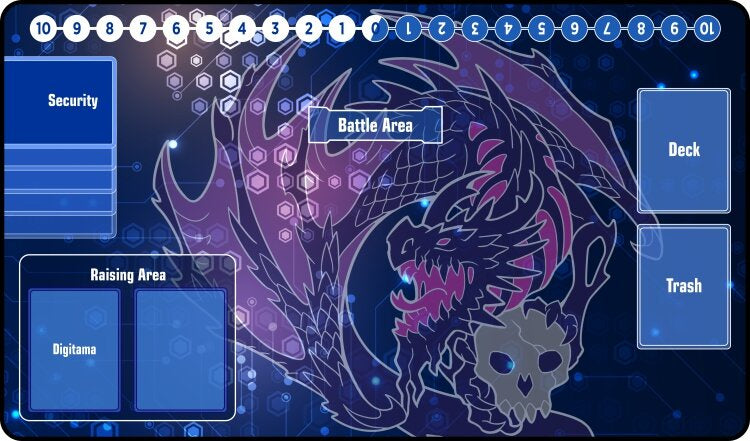 Gamermats - Black Dragon Digimon with Zones TCG Sized Playmat - Good Games