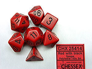 Chessex - Opaque Polyhedral 7-Die Set - Red/Black (CHX25414) - Good Games