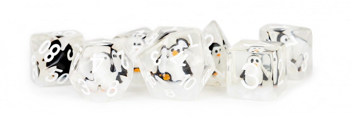 Metallic Dice Games - Resin 16mm Polyhedral Dice Set - Penguin - Good Games