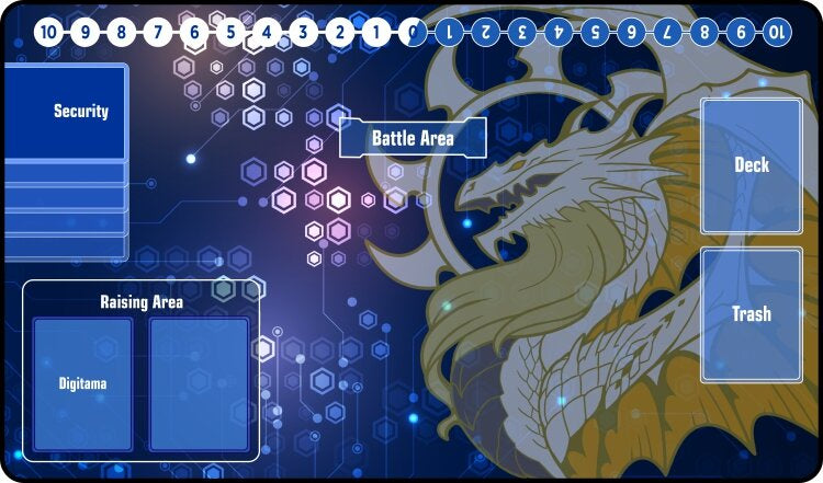 Gamermats - White Dragon Digimon with Zones TCG Sized Playmat - Good Games