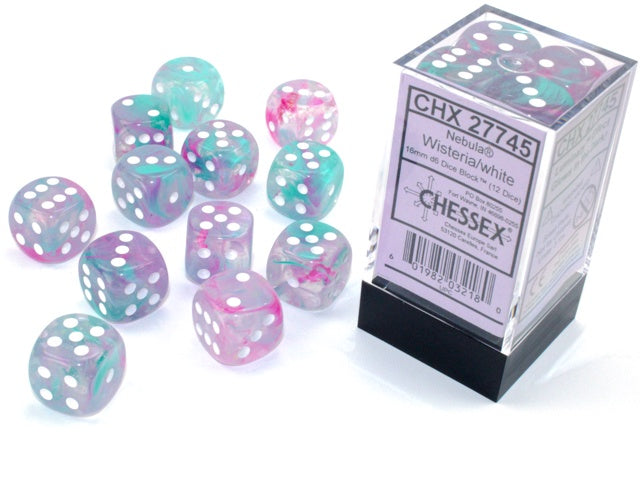 Chessex - Nebula Luminary 16mm 12 Die Set - Wisteria/White (CHX 27745)