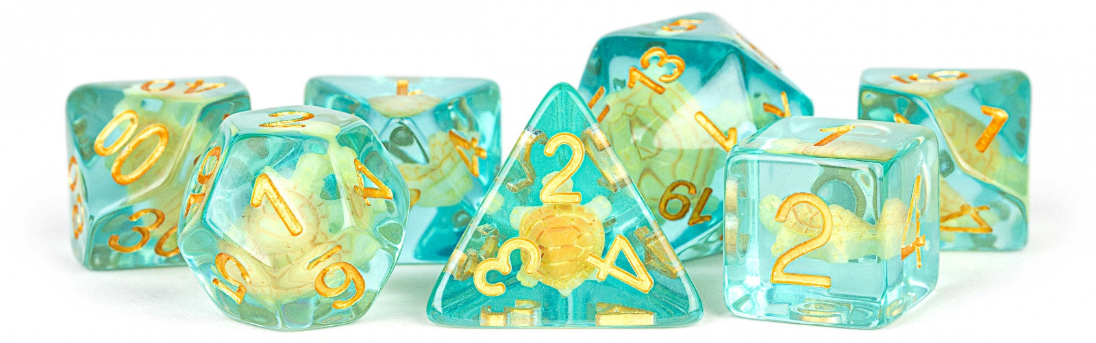 Metallic Dice Games - Resin 16mm Polyhedral Dice Set - Turtle - Good Games