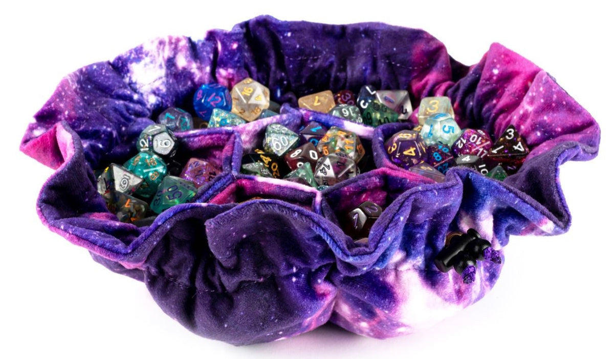 Metallic Dice Games - Velvet Compartment Dice Bag with Pockets - Nebula