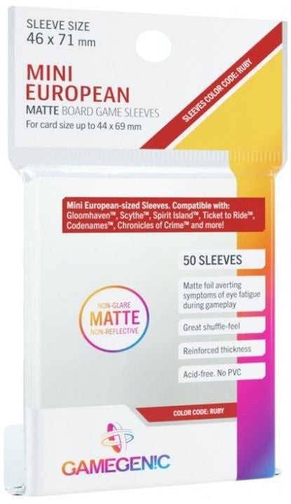 Gamegenic Matte Board Game Sleeves - Mini European-Sized 50 Pack - Good Games