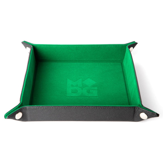 Metallic Dice Games - Velvet Folding Dice Tray - Green (10x10) - Good Games