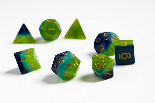 Sirius Dice - Green Blue Translucent Dice Set 7 - Good Games