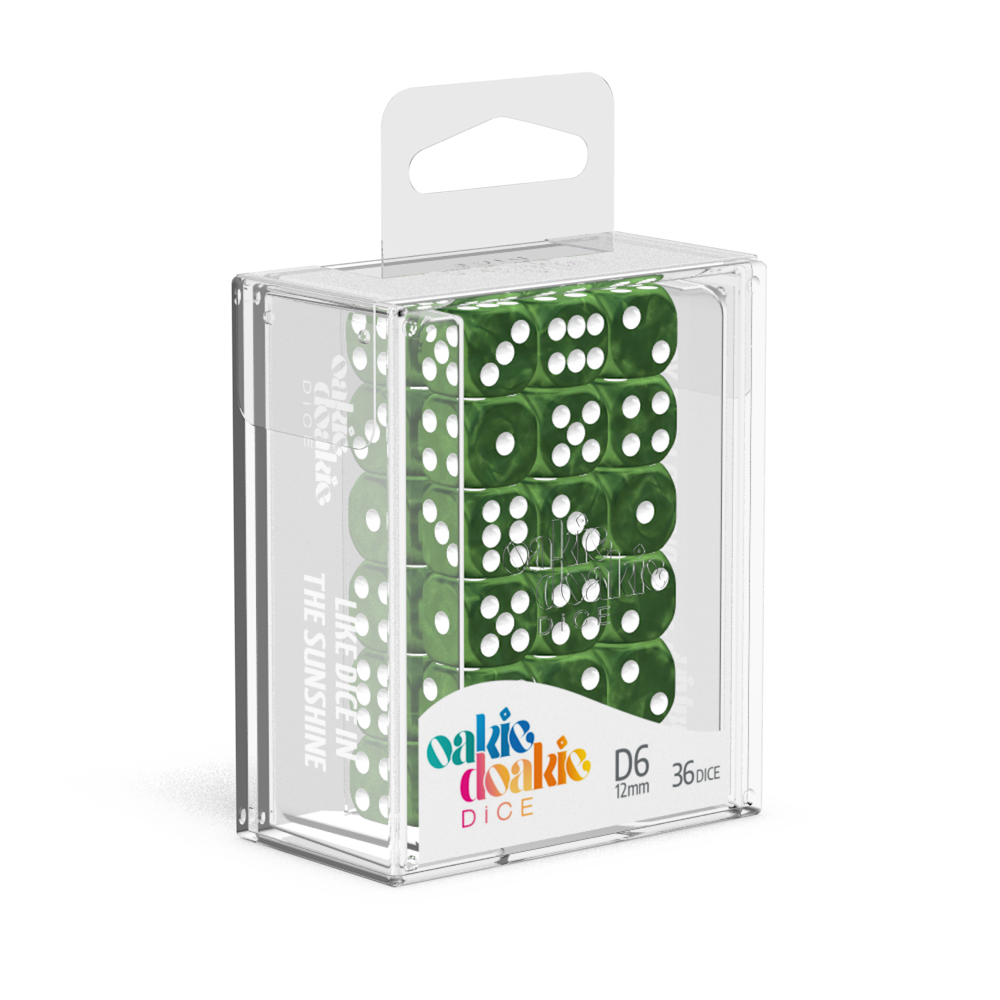 Oakie Doakie Dice - D6 12mm Marble Green (36)