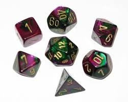 Chessex - Gemini Polyhedral 7-Die Set - Green Purple/Gold (CHX26434) - Good Games