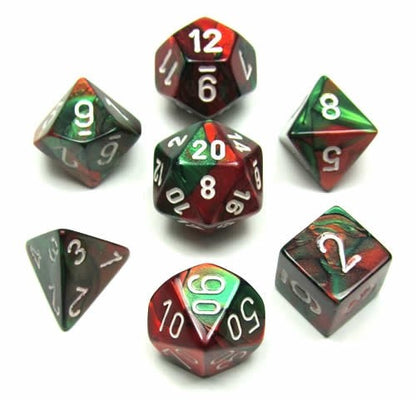 Chessex - Gemini Polyhedral 7-Die Set - Green Red/White (CHX26431) - Good Games