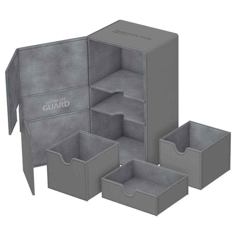 Ultimate Guard - Twin Flip N Tray Deck Case 200+ Standard Size Xenoskin Grey - Good Games