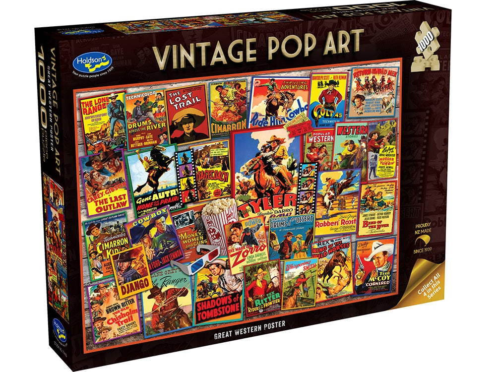 Holdson Vintage Pop Art Great Western 1000 Piece Jigsaw - Good Games