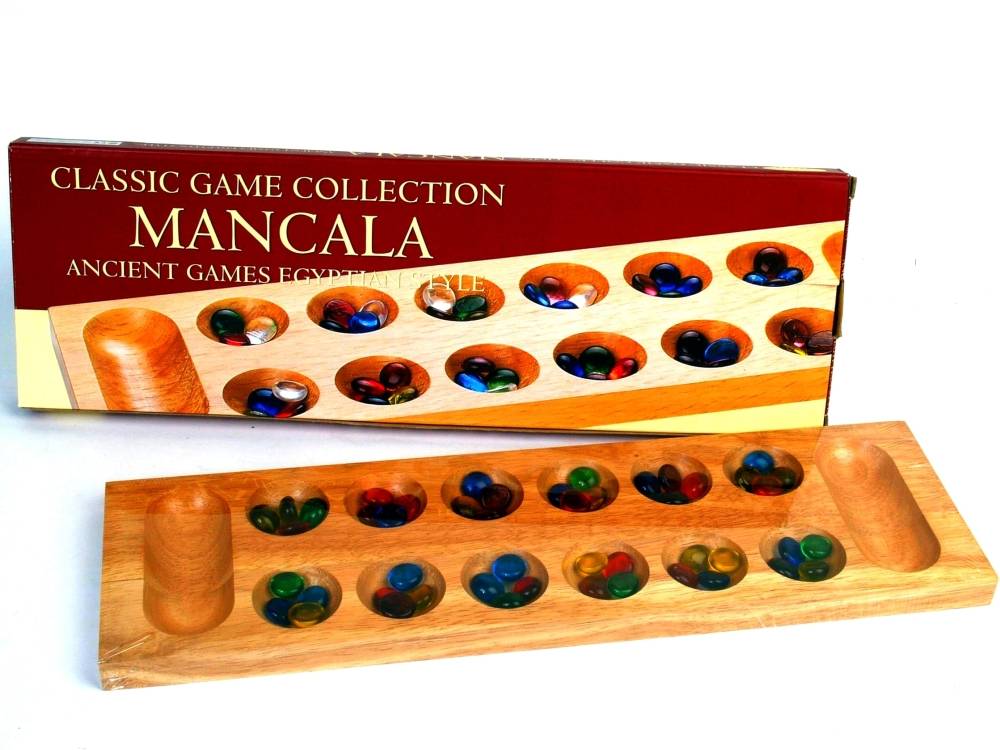 Mancala 44cm Wood Glass Pc