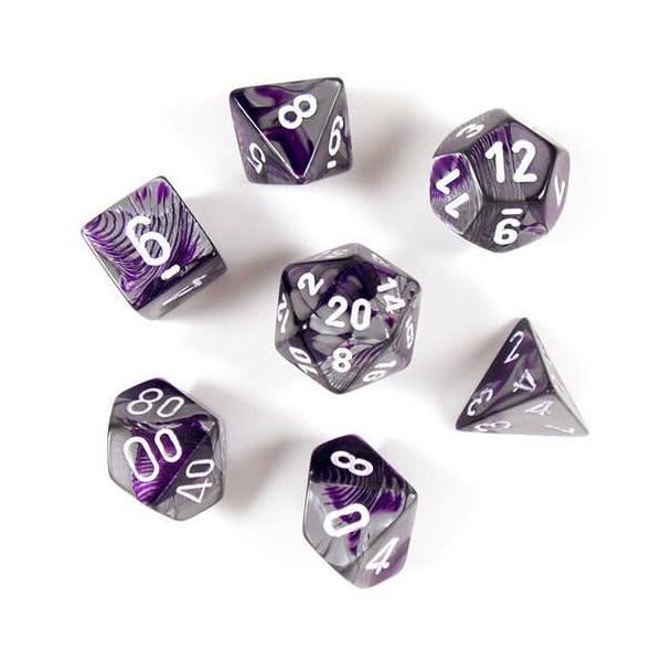 Chessex - Gemini Polyhedral 7-Die Set - Purple Steel/White (CHX26432)