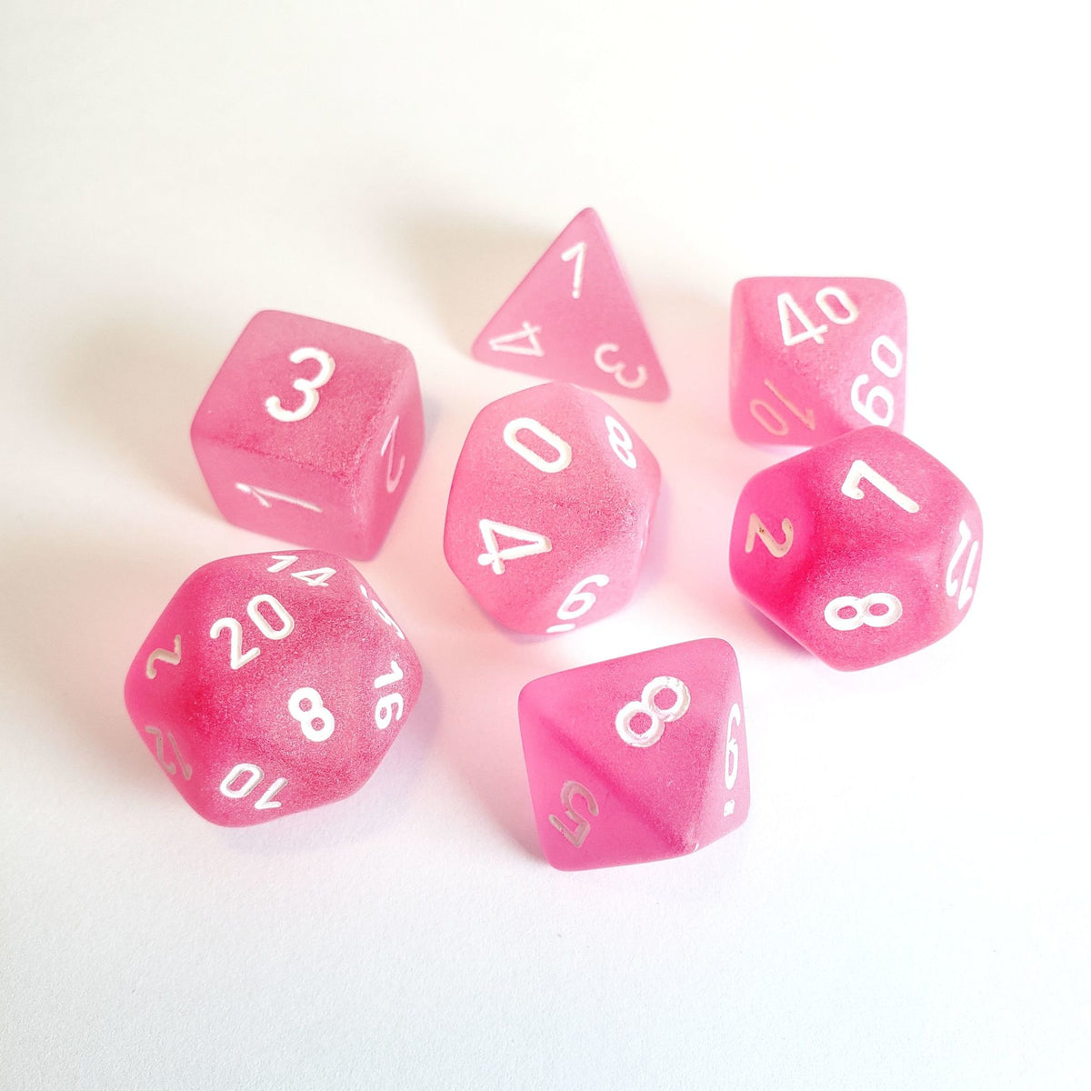 Chessex - Frosted Polyhedral 7-Die Set - Pink/white (CHX27464) - Good Games