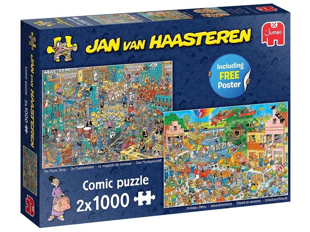 Jan Van Haasteren - Music Shop and Holiday Jitters 2 X 1000 Piece Jigsaw - Good Games