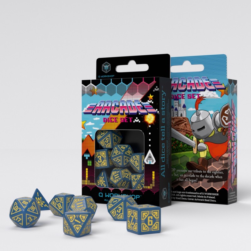 Q Workshop - Arcade Blue &amp; Yellow Dice Set - Good Games