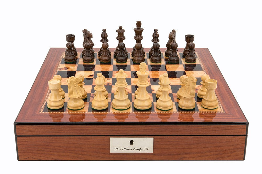 Dal Rossi Staunton Chess Set Walnut Finish Chess Box 16 with Compartments - Good Games