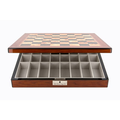Dal Rossi Italy Chess Set Walnut Shinny Finish 16? With Compartments With Queens Gambit Chessmen 90mm - Good Games