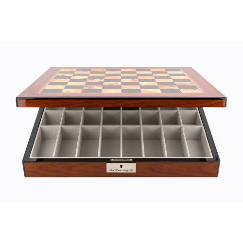 Dal Rossi Italy Chess Set Walnut Shinny Finish 16? With Compartments With Queens Gambit Chessmen 90mm