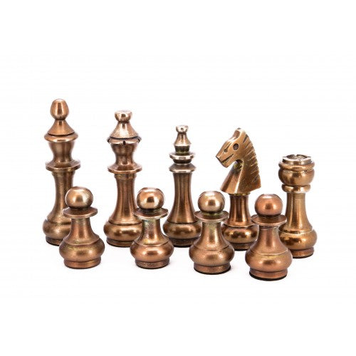 Dal Rossi Italy Chess Set Mahogany Shiny Finish 20? With Compartments Metal Dark Titanium and Silver chessmen 115mm