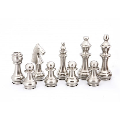 Dal Rossi Italy Chess Set Mahogany Shiny Finish 20? With Compartments Metal Dark Titanium and Silver chessmen 115mm - Good Games