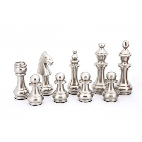 Dal Rossi Italy Chess Set Mahogany Shiny Finish 20? With Compartments Metal Dark Titanium and Silver chessmen 115mm