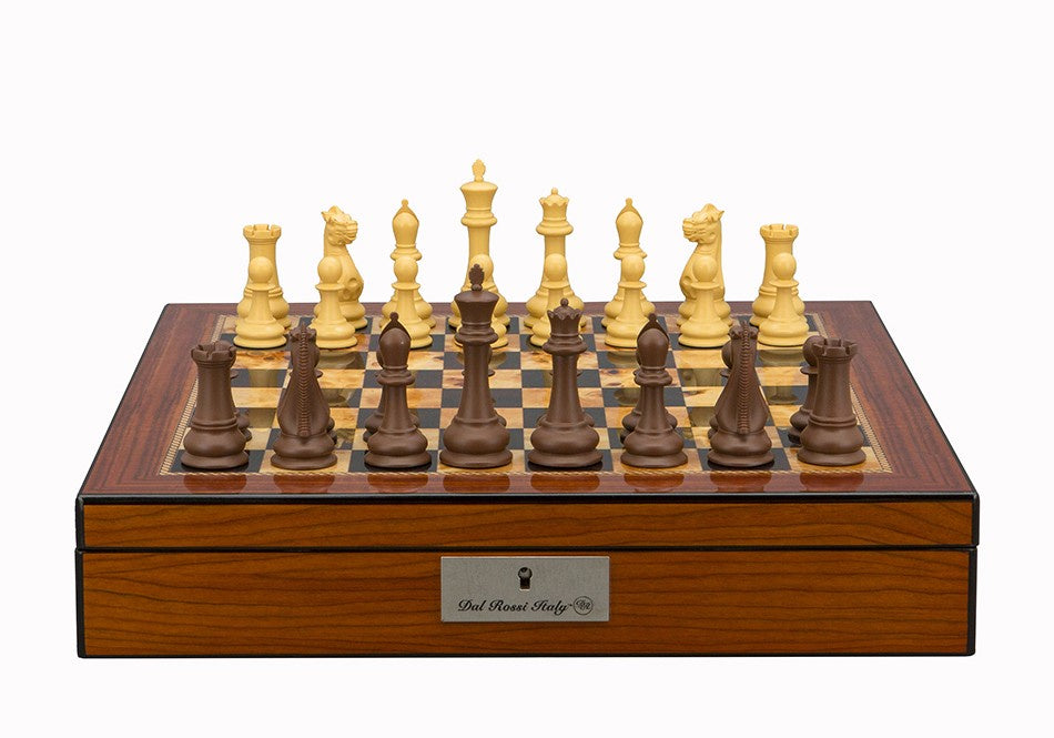 Dal Rossi Italy Chess Set Walnut Shinny Finish 16? With Compartments With Queens Gambit Chessmen 90mm - Good Games