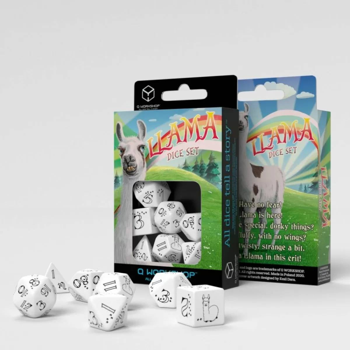 Q Workshop - Llama Bright White and Black Dice Set