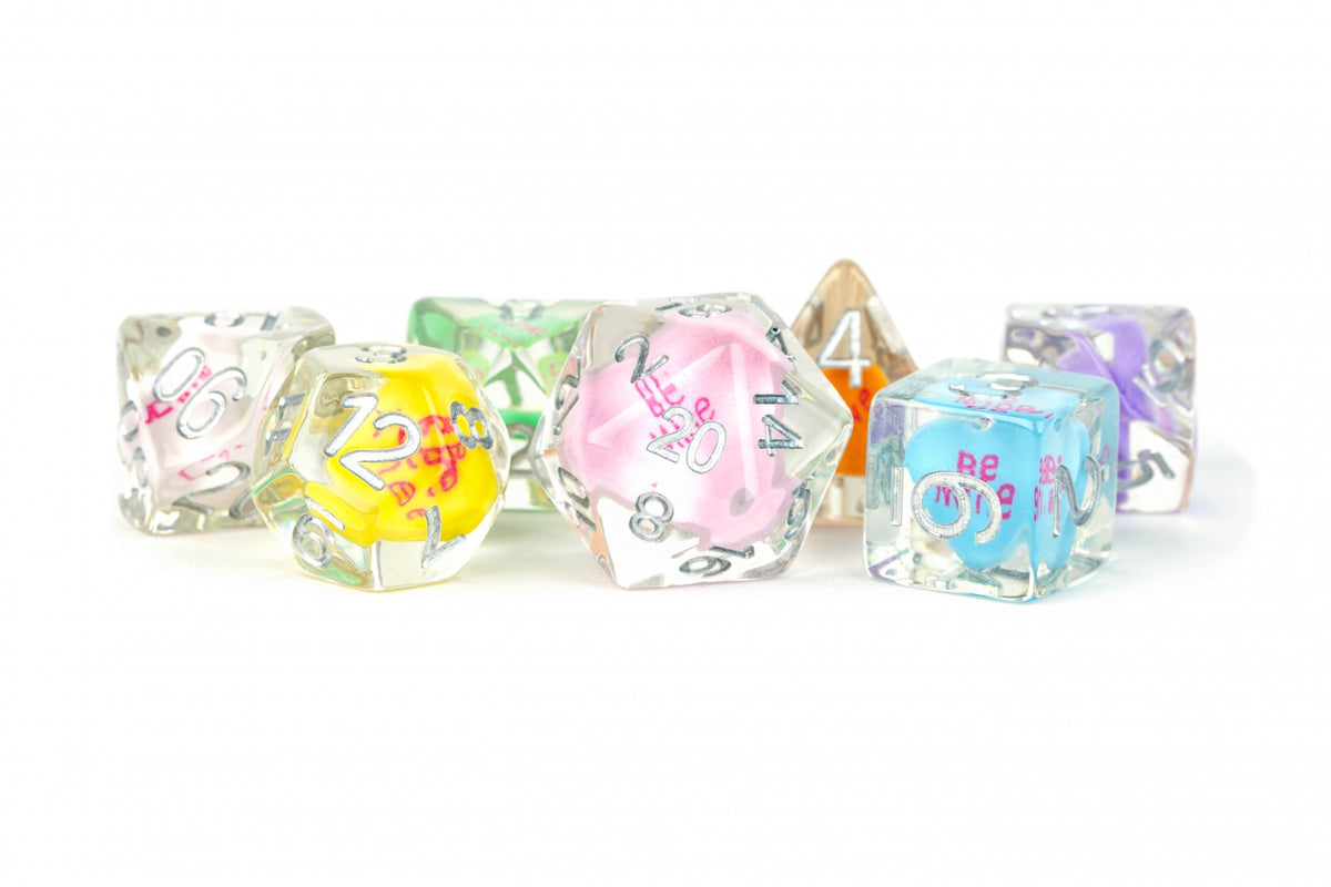 Metallic Dice Games - Resin 16mm Polyhedral Dice Set - Love Dice - Good Games