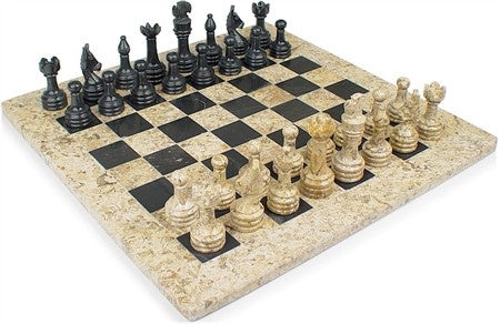 Dal Rossi - Onyx Chess Set 16 Fossil/Black - Good Games