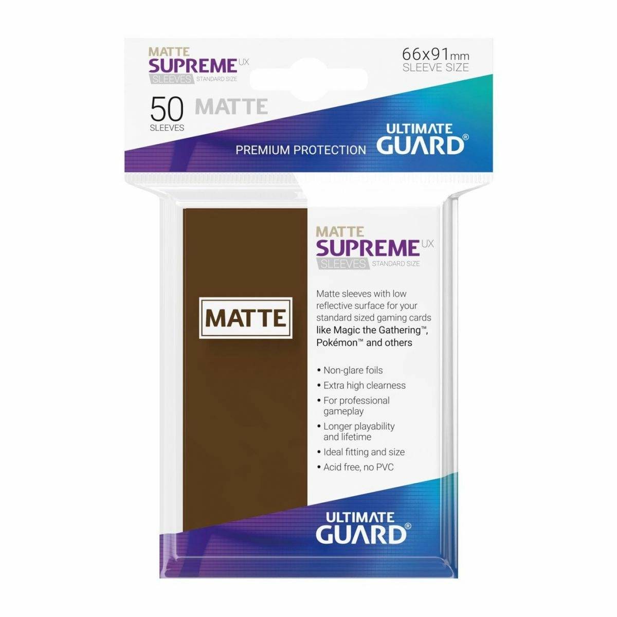Ultimate Guard - Supreme UX Standard Sleeves Matte Brown (50) - Good Games