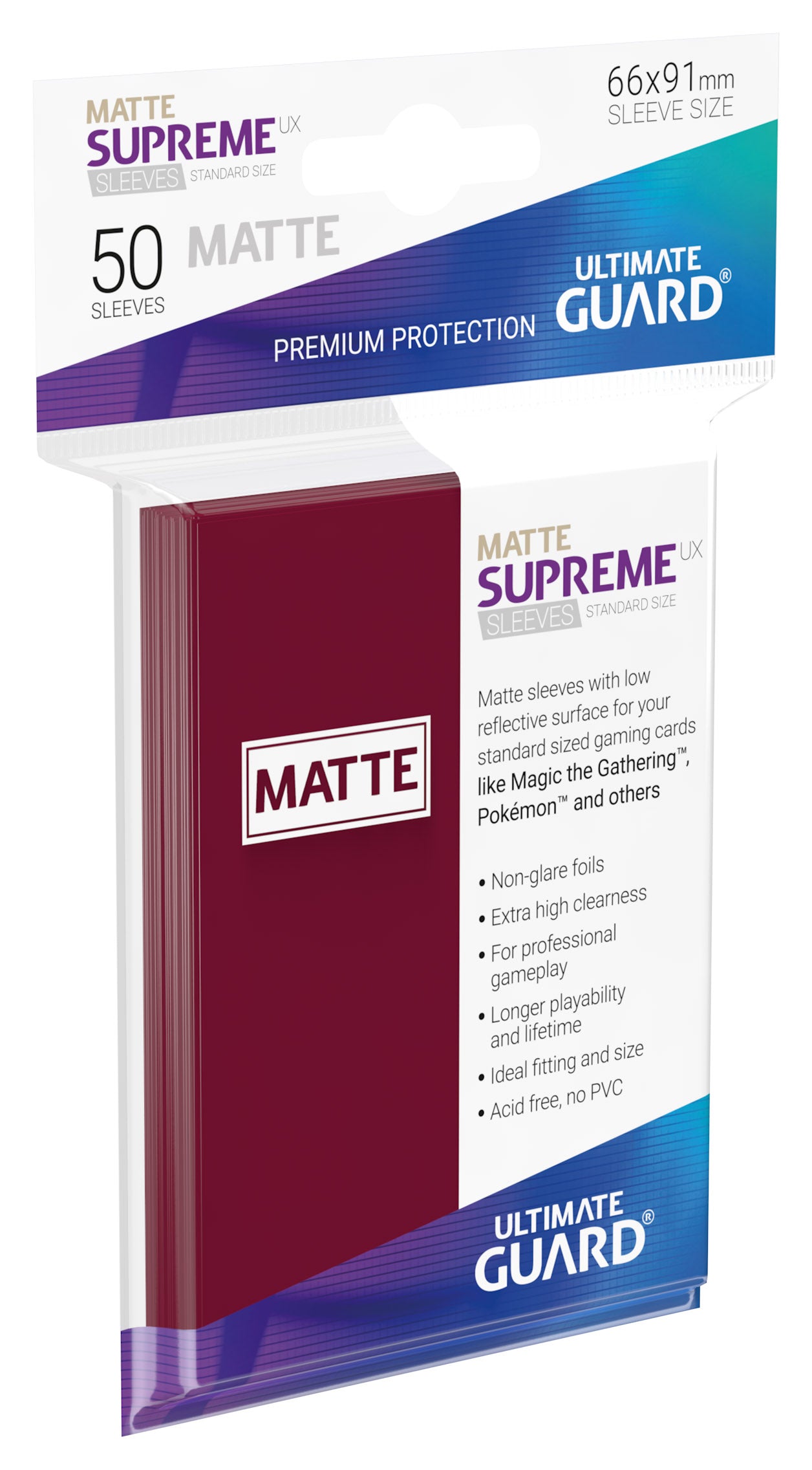 Ultimate Guard - Supreme UX Standard Sleeves Matte Burgundy (50) - Good Games
