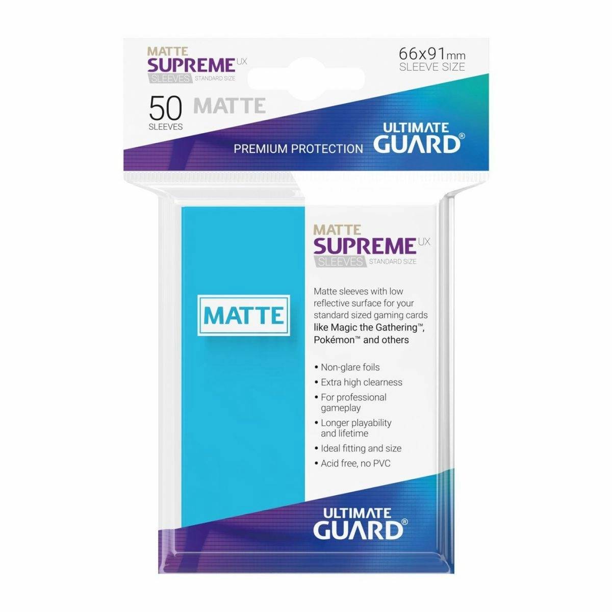 Ultimate Guard - Supreme UX Standard Sleeves Matte Light Blue (50) - Good Games