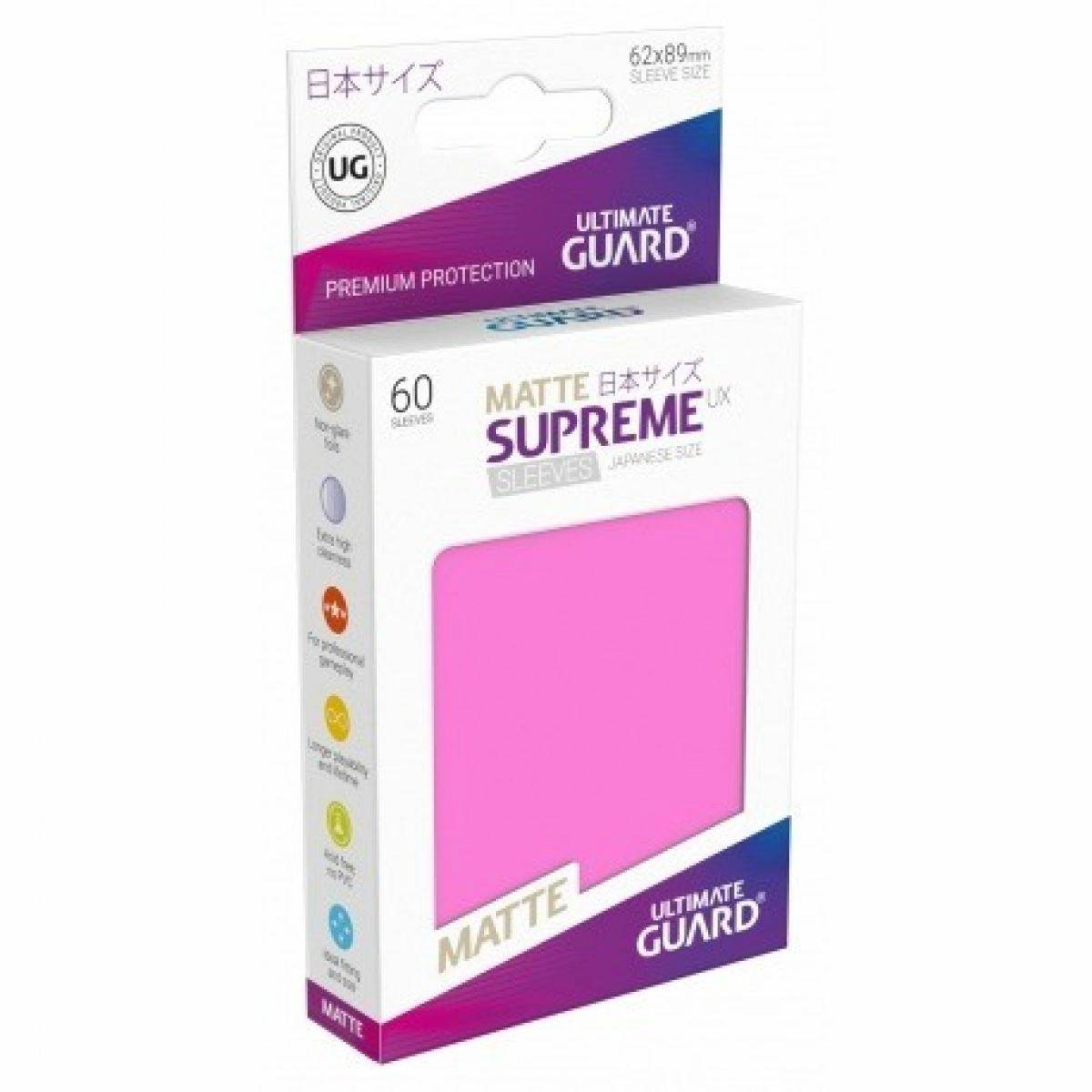 Ultimate Guard - Supreme UX Japanese Size Sleeves Matte Pink (60) - Good Games