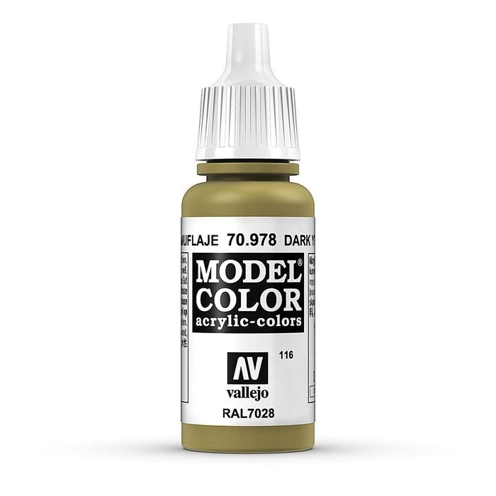 Vallejo Model Colour - Dark Yellow 17ml Acrylic Paint (AV70978) - Good Games