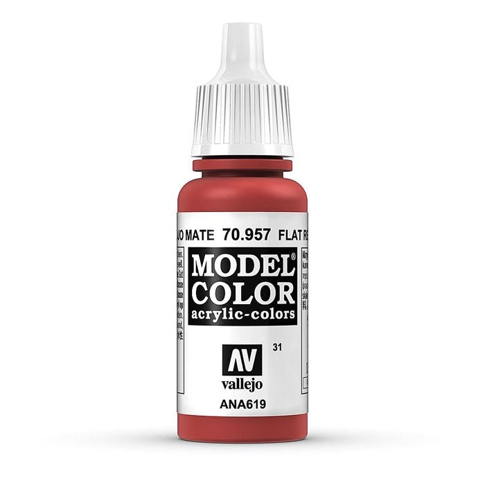 Vallejo Model Colour - Flat Red 17ml Acrylic Paint (AV70957) - Good Games