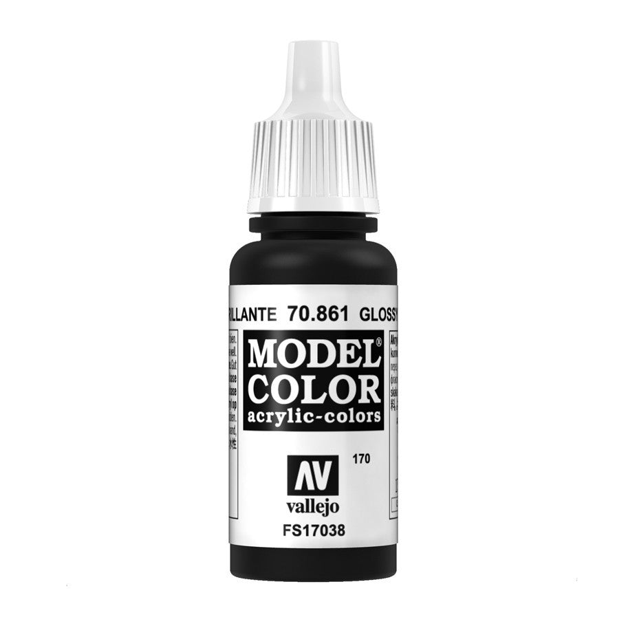 Vallejo Model Colour - Glossy Black 17ml Acrylic Paint (AV70861) - Good Games