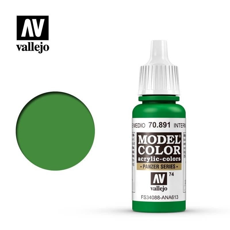 Vallejo Model Colour - Intermediate Green 17ml Acrylic Paint (AV70891) - Good Games