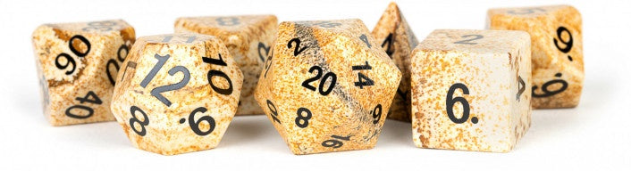 Metallic Dice Games - Gemstone 16mm Polyhedral Dice Set - Picture Jasper - Good Games
