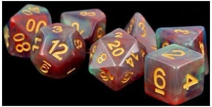 Metallic Dice Games - Polyhedral Resin Dice Set - Red Pearl Swirl - Good Games