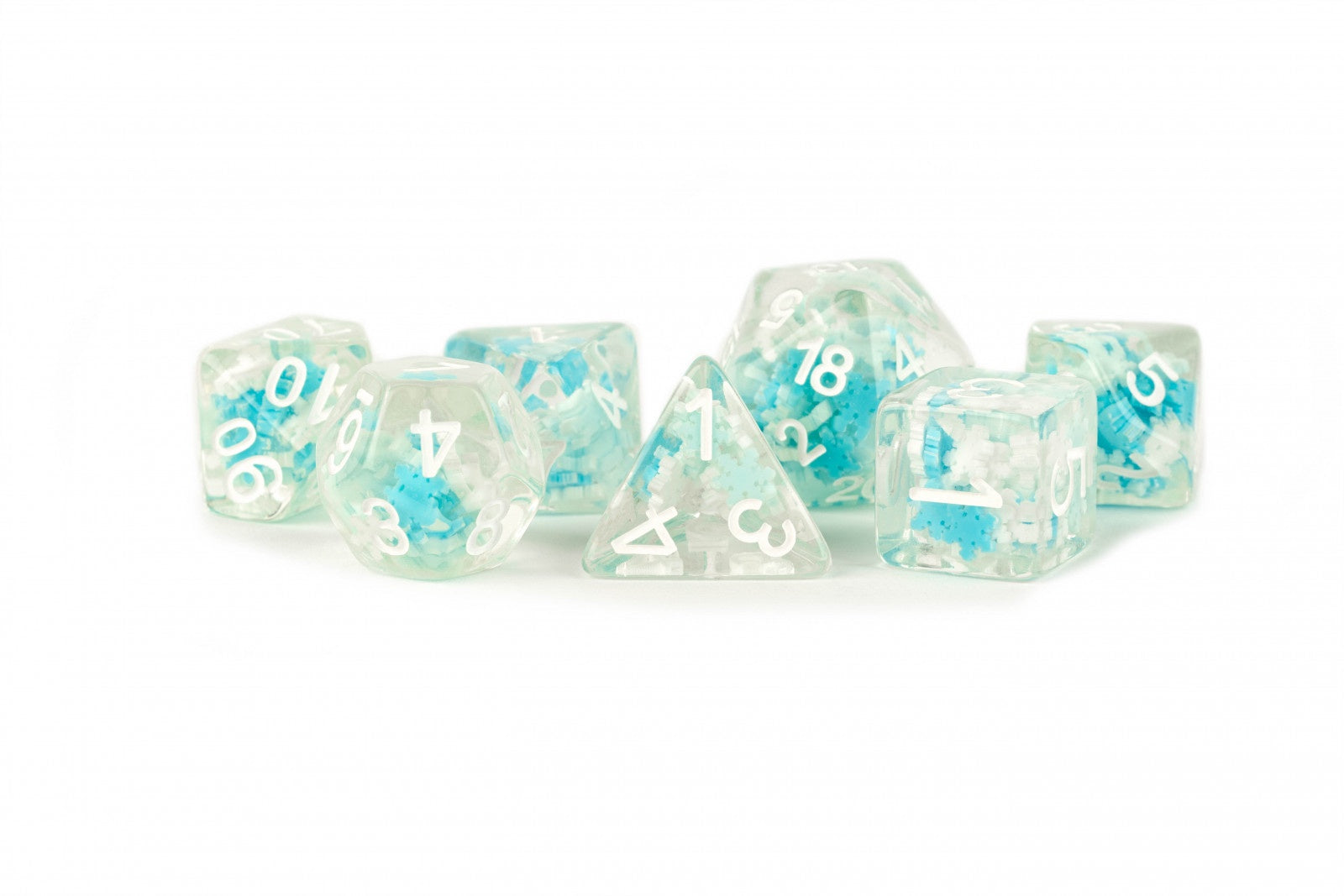 Metallic Dice Games - Resin 16mm Poly Dice Set - Snowflake Dice - Good Games