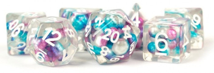 Metallic Dice Games - 693 Pearl Purple/Teal/White 16mm Polyhedral Dice Set - Good Games