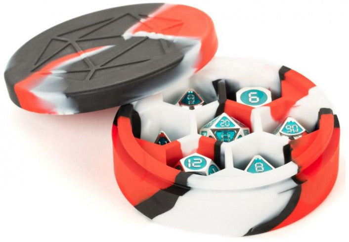 Metallic Dice Games - Silicone Dice Case Round - Red/ Black/ White - Good Games
