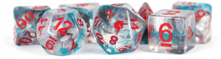 Metallic Dice Games - Unicorn Resin Polyhedral Dice Set-Battle Wounds - Good Games