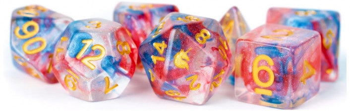 Metallic Dice Games - 708 Unicorn Cosmic Carnival 16mm Polyhedral Dice Set - Good Games